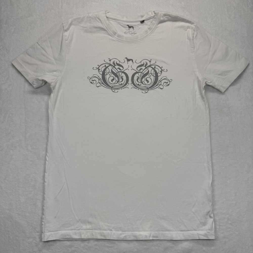El Galgo Organic Cotton‎ Graphic T-Shirt Short Sleeve Casual White Size L